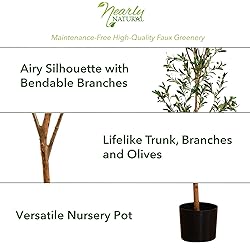 Nearly Natural 6FT Tall Silk Faux Olive Tree for
