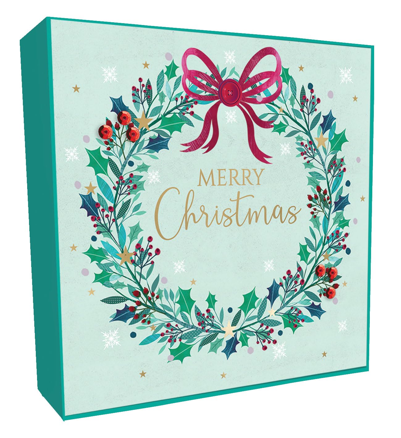 Box of 6 Festive Wreath & Bow Luxury Hand-Finished Christmas Cards Card Boxes XLSB081