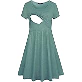 Quinee Women's Floral Short Sleeve Summer Maternity Nursing Breastfeeding Dress