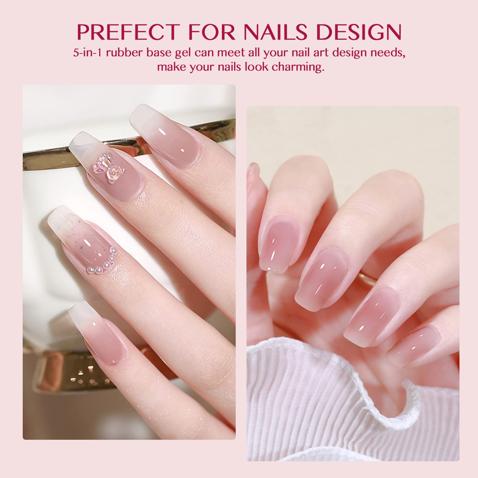 Saviland Builder Gels Nail Kit - 60g Nude Pink Nail Extension Gel Set Nail Strengthen Hard Gel Nail Art Manicure Set with 10pcs Acrylic Nail Brush & 100pcs Nail Forms for Beginners - Image 4