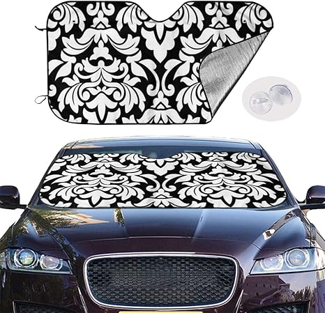 Amazon ダマスクのシームレスパターン 車用サンシェード 日よけ フロントカバー 車フロントガラスカバー 四季対応 軽自動車 Suv車 Jeep 車 普通車に適用 27 5 X 51 In 車 バイク 車 バイク