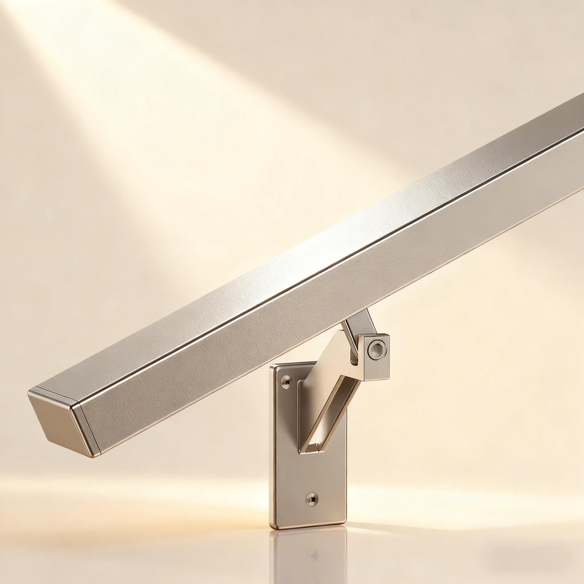 Photo 1 of 10FT Anodized Shiny Silver handrail Kit for Indoor Outdoor Stairs?Modern Aluminum Handrail Set,2" X1" Grab bar,Adjustable 304 Stainless Steel Brackets Included?Rust Free (Anodized Shiny Silver, 10FT)