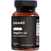 Endur PepZinGI ZINC-CARNOSINE Chewables, Digestive Supplement, Gentle & Effective Formula for Digestive Wellness, Gluten Free, 75mg (60 Tablets)