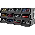 IRIS USA Stackable Storage Bins Open Front, 12 Pack, Plastic Hanging Organizer Caddy Basket for Hardware Crafts, Small Parts,