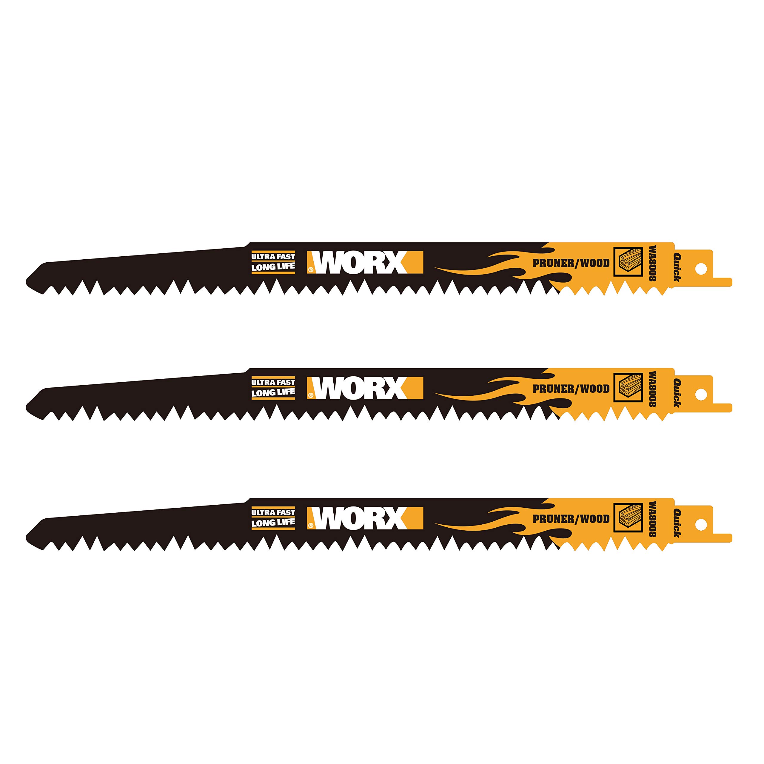 WORX Heavy Duty Professional Universal Reciprocating Saw Wood Cutting Pruning Blades Compatible with Bosch, DeWalt, Makita and Many Others