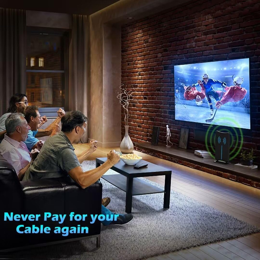 2024 Version Amplified HD Digital 'Matrix' TV Antenna Long 580 Miles, Support 4K 1080p Fire tv Stick and All Older TV's Indoor HDTV Local Channels, Signal Booster - 16.5ft Coaxial Cable