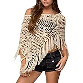 Womens Sheer Poncho Top Y2k See Through Knit Shrug Shawl Bolero Mesh Batwing Sleeve Cover Up Sweater Beachwear