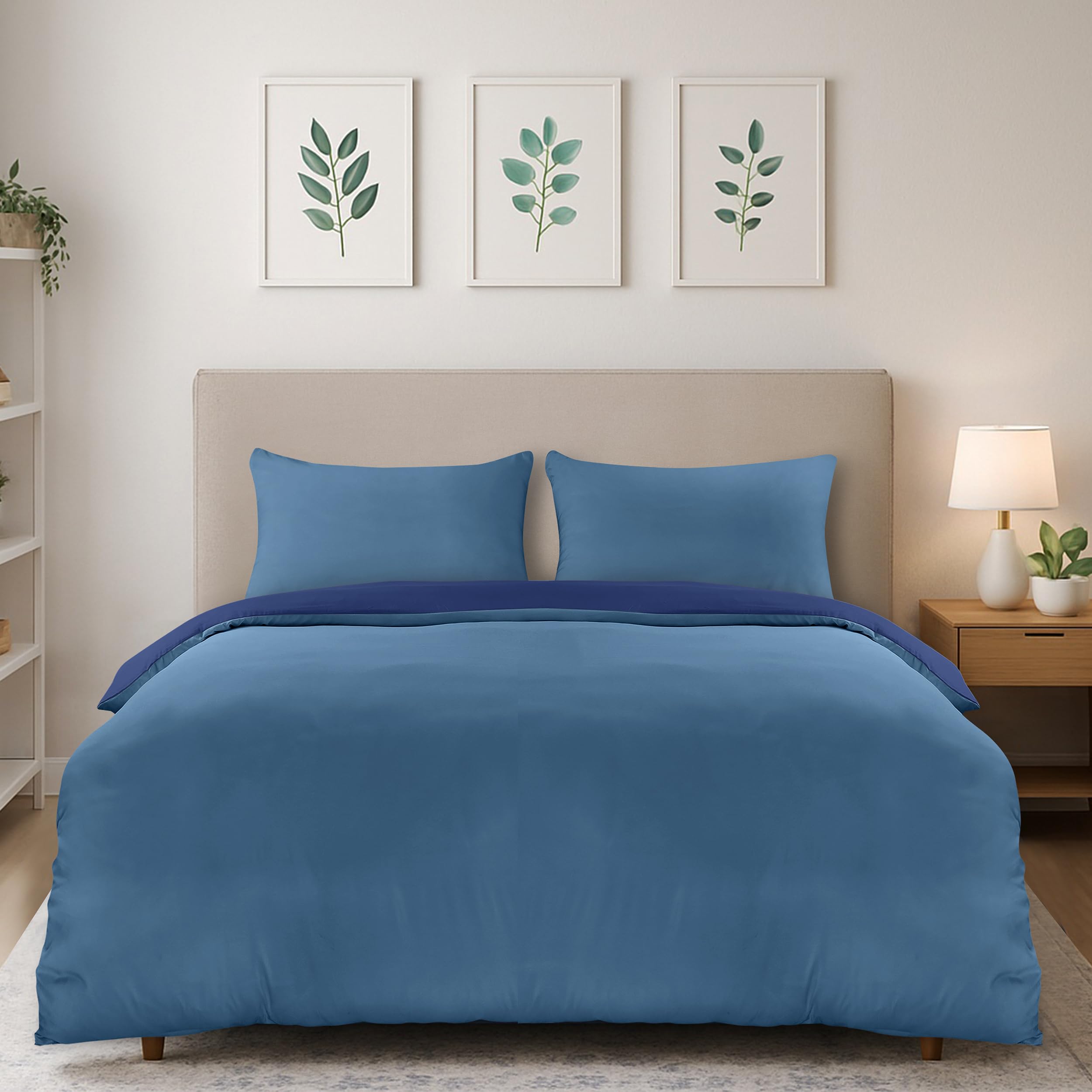 Utopia Bedding King Size Duvet Cover Set - Soft Microfibre Polyester Duvet Cover Set with Pillow cases - Bedding Quilt Cover Set (Navy/Blue) — image 1