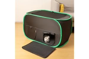 Pawtenda Cat Litter Box Enclosure, Enclosed Cat Litter Box Tent with Openable Bottom, Hidden Kitten Litter Box with 2 Mesh Pockets for Shovel and Deodorant Inside, Waterproof and Portable