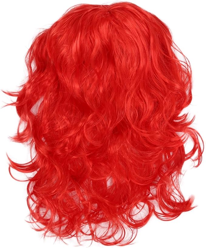 TOOGOO Women's Long Curly Fancy Dress Wigs Red Cosplay
