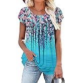 BETTE BOUTIK Women's Summer Tunic Tops Flowy Flare Botton Down Shirts Blouses S-3XL