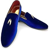 MHB Men's Penny Slip-On Velvet Loafer Suede Dress Shoes Glitter Smoking Slipper