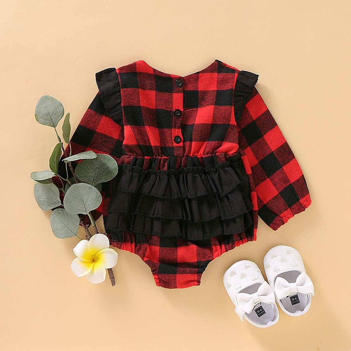 Seven Young Toddler Baby Girl Romper Plaid Bodysuit Ruffle Long Sleeve One Piece Jumpsuit Winter Outfits Clothes Sets 0 24months Baby Clothing Bodysuits One Pieces