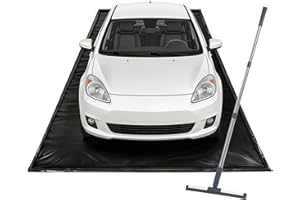 UEAKPIC Garage Floor Mat 7'9" x 16', Heavy Duty 1300D PVC Containment Mat with Floor Squeegee, Waterproof Protection from Sno
