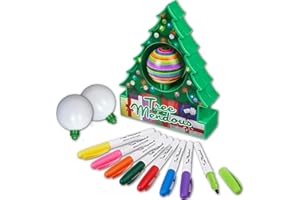 The Treemendous Ornament Decorator Christmas Tree Decorating Kit - Includes Christmas Tree DIY Ornament Decorating Spinner Arts and Crafts Kit and 8 Colorful Quick Drying Markers [Cap Colors May Vary]