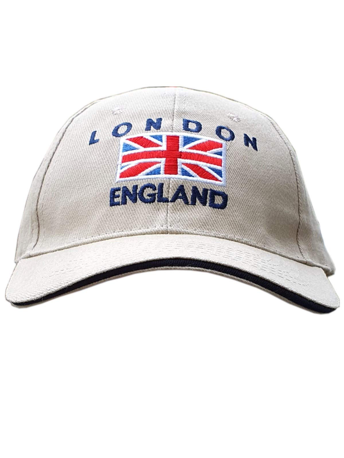 Baseball Caps - Union Jack Embroidery with London England – Cream, London Souvenir