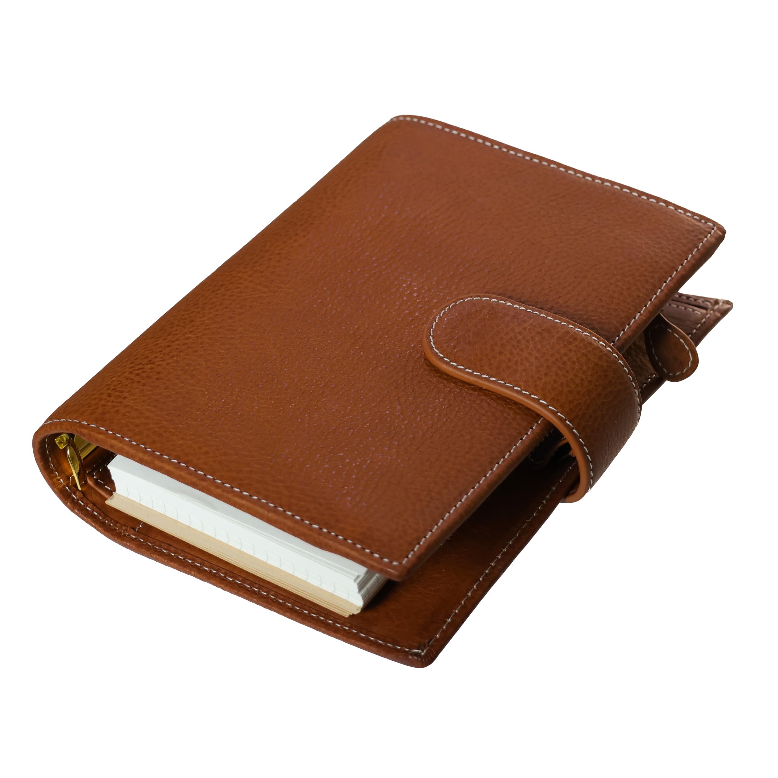 Photo 1 of **MISSING PAGES** A6 Personal XL Organizer Minerva Box Genuine Leather Journal Notebook,Stalogy Rings Planner Pocket size Notebook with 25MM Binder Mini Agenda Diary (Cognac brown)