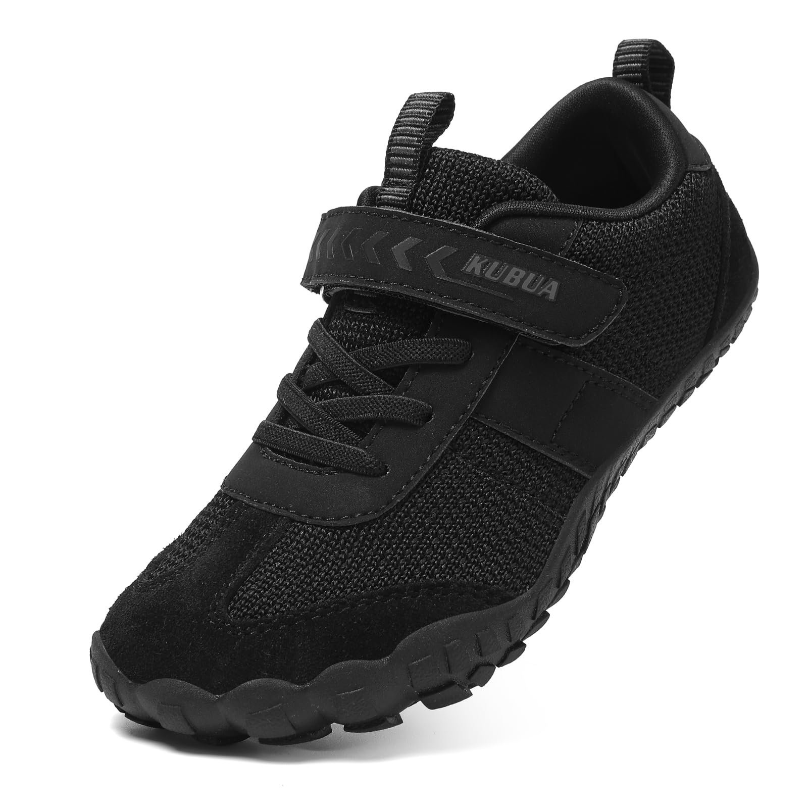 KUBUA Boys Girls Sneakers Kids Barefoot Shoes Comfortable Anti-Slip Walking Shoes for Indoor Outdoor Tennis Running Hiking Training All Black 10.5 Little Kid Image