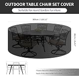 PATIO PLUS Round Garden Table Cover 300x90cm 600D Oxford Waterproof Grey view 2