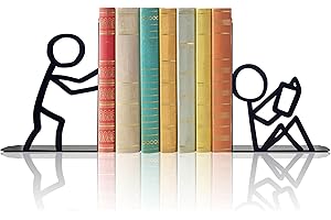 NATRLART Bookends Decorative Metal Unique Office Desk Bookends Cute Book Ends Reading Decor Bookshelf Decor for Office School Library Bedroom, Book Lovers Gift