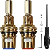 Brass 1-001 & Brass 1-002 Ceramic Valve Set - Compatible with Newport Hot & Cold widespread Cartridge Replacement, Easy Installation