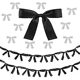 Trandraft 2 Pcs Black Bow Garland Banner 16.4 FT Bow Party Decortions for Girls Black Bow Ribbon Banner Bow Birthday Baby Shower Decorations Coquette Bridal Shower Party Supplies