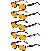 Eyekepper 5 Pack Blue Light Filter Glasses Classic Computer Reading Glasses Orange Tinted +1.75