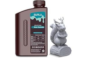 SUNLU Water Washable 3D Printer Resin, Fast Curing Low Shrinkage, High Precision Photopolymer Resin for LCD/DLP/SLA Printers,395 to 405nm UV Resin, 1000g Grey