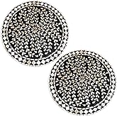 i-lan Set of 2 Mother of Pearl and Black Shell Placemats, 13 Inch Scalloped Charger Plates with Sea Shell Inlay, Handmade Decorative Table Mats for Dining Table & Wall Decor, Luxury Housewarming Gift