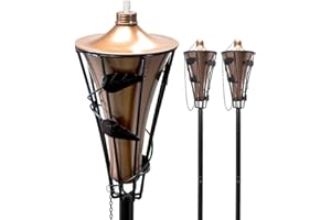 Matney Outdoor Metal Patio Torches – Use for Deck, Patio, Back Yard, Out Door parties, Wedding – Includes Fiberglass Wick and Snuffer Cap (60 Inch, 2 Pack)