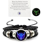 Zodiac Signs Spirit Bracelet Zodiac Bracelet for Women Men Adjustable 12 Constellation Bracelet Multilayer Zodiac Black Leather Bracelets Zodiac Sign Wrap Bracelet for Women Men Birthday Jewelry