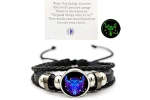 AKTULLY Zodiac Signs Spirit Bracelet Zodiac Bracelet for Women Men Adjustable 12 Constellation Bracelet Multilayer Zodiac Black Leather Bracelets Zodiac Sign Wrap Bracelet for Women Men Birthday Jewelry