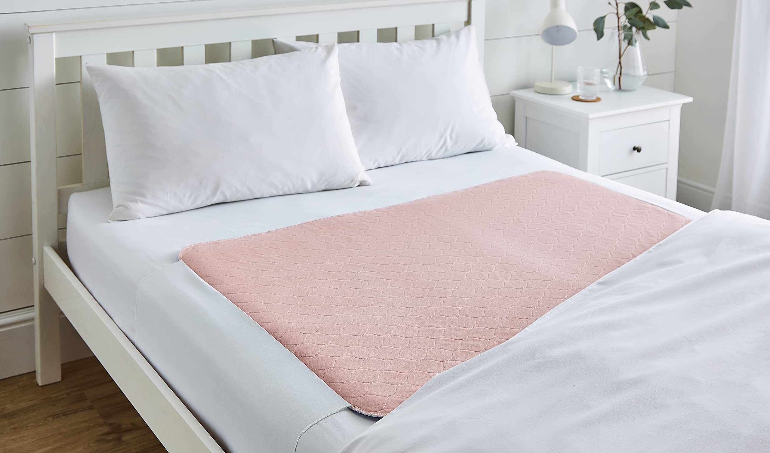 1x Drylife Super Absorbent Washable Double Bed Protector Pad with Tucks | Thin Reusable Incontinence Bedding Protection, Comfortable & Durable - Pink - 85cm x 115cm