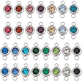 UNICRAFTALE Rhinestone Charms Pendants Link Connectors Birthstone Charms Crystal Glass Linking Pendant Diamond Connectors for Earring Necklace Bracelet Jewelry Making
