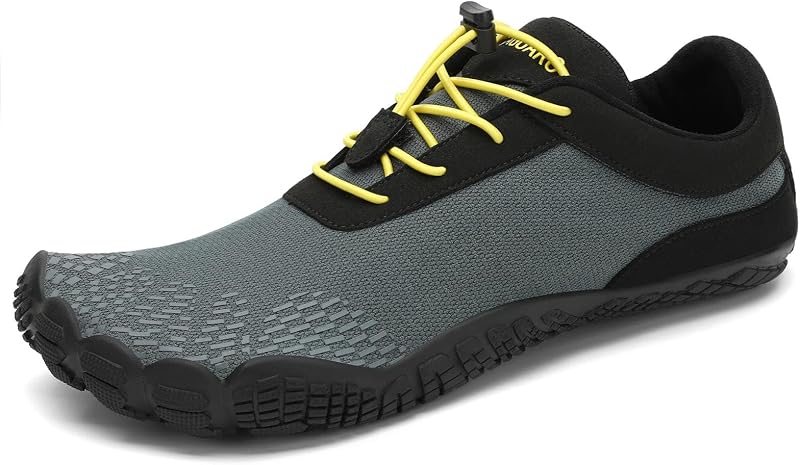 Barfußschuhe Damen Barfussschuhe Herren Outdoor Barfuss Schuhe Leicht Zehenschuhe Barfuß Fitnessschuhe mit Breiter Zehenbox Paynes Grau, Gr.38 EU