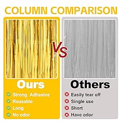 PABUES 3 Pack 3.3 x 6.6 FT Gold Foil Fringe