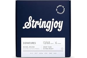 Stringjoy DRP13 Signatures Nickel Wound Guitar Strings, 13-68 Drop Tune Extra Heavy Gauge, Electric Guitar Strings for Enhanc