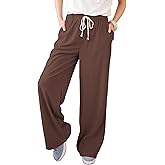 Ailoqing Women's Casual Corduroy Pants Drawstring Elastic Mid-Rise Straight Leg Pants Loose Comfy Trousers with Pockets