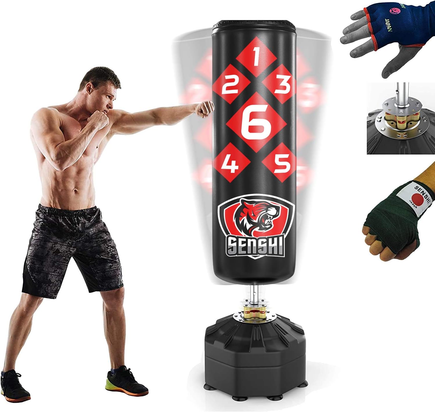 Sac de boxe autoportant 6 pieds Senshi Japan Pour la pratique et l