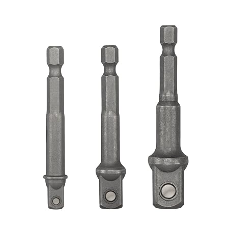 Bohrmaschinen-Adapter Set 3tlg von WIESEMANN 1893 I Sechskant auf Vierkant I Stecknussadapter für 1/4, 3/8, 1/2 Zoll I aus CV