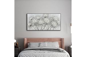 Canvas Wall Art Room Decor Flower Wall Decor White Artwork Wall Decor Living Room Modern Office Decor Framed Wall Art Ready t