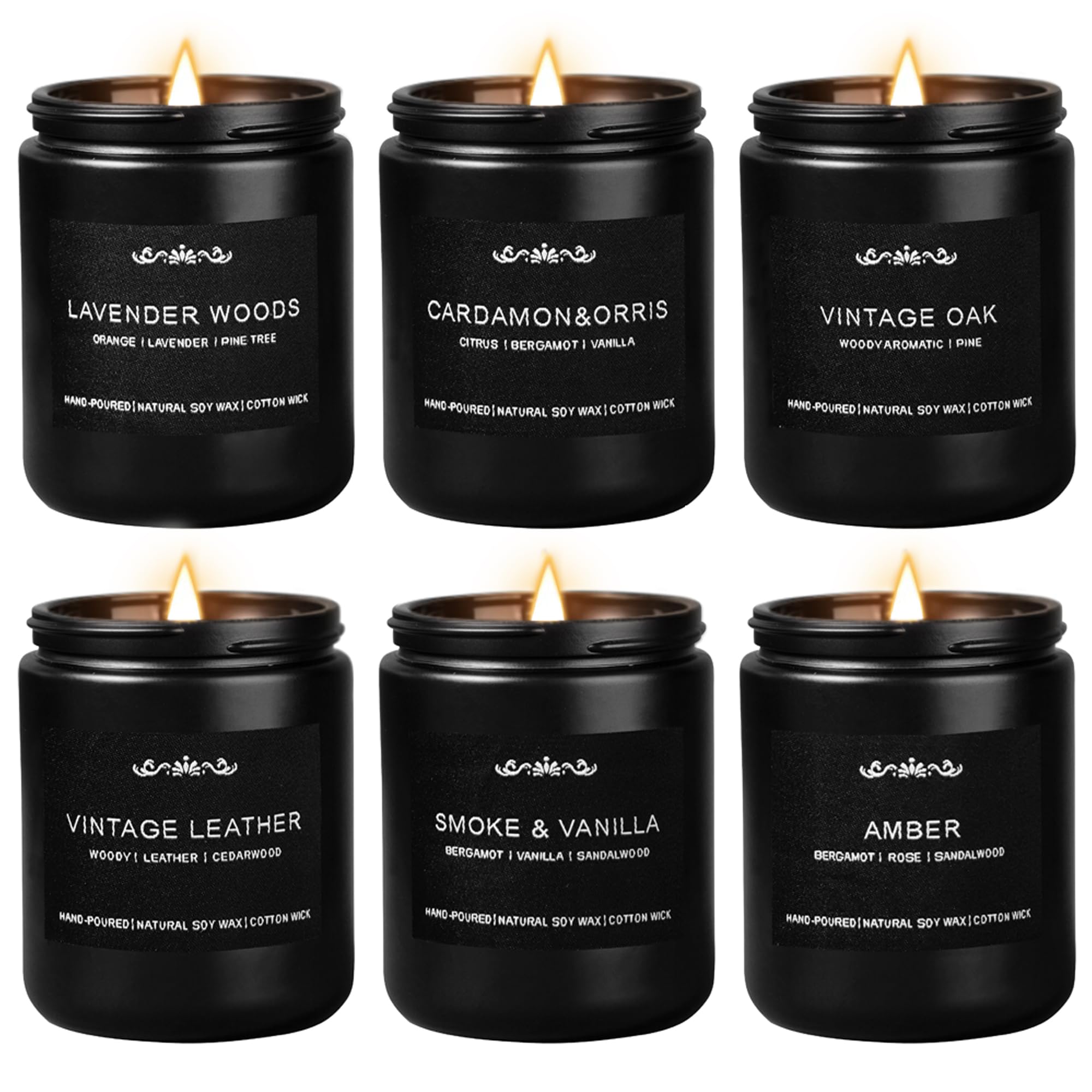 Photo 1 of Scented Candles for Men, 6-Pack Candles for Home Scented, 42oz, 300 Hours Burning Time Long-Lasting Aroma — The Masculine Men Candle, Perfect for Boyfriend, Him, Father Aromatherapy Gift