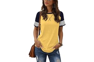 Adibosy Women Summer Casual Shirts: Short Sleeve Striped Tunic Tops - Womens Crew Neck Tee Tshirt Blouses