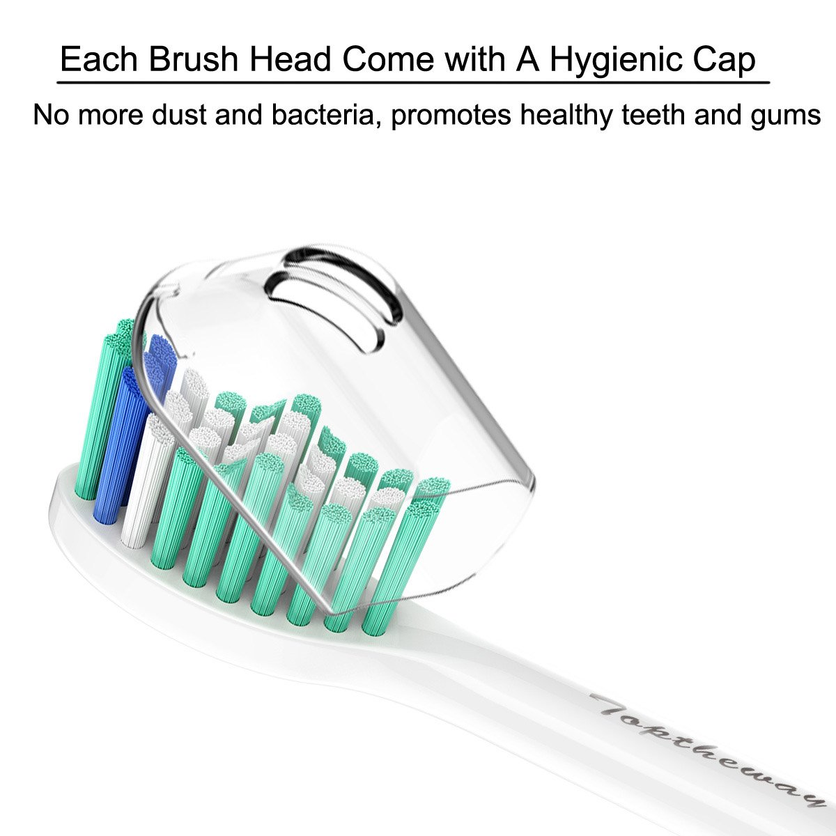 Toptheway Replacement Sonicare Toothbrush heads, Brush heads for Philips Sonicare E-Series HX7022/66, 6 Count, Fit Sonicare Essence, Xtreme, Elite, Advance and CleanCare Electric Toothbrush