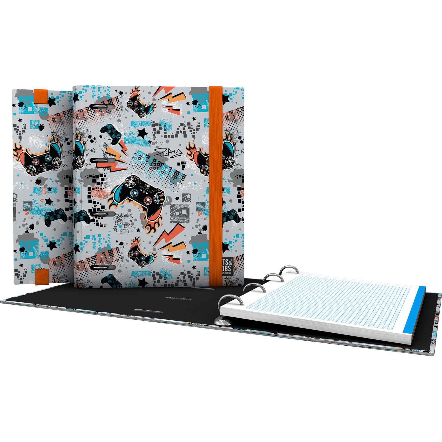 Grafoplás | 4 Ring Binder A5 | Includes Refill Sheets Square 5 x 5 Colour Edge | Curved Spine | Carpebook | Bits & Bobs Play