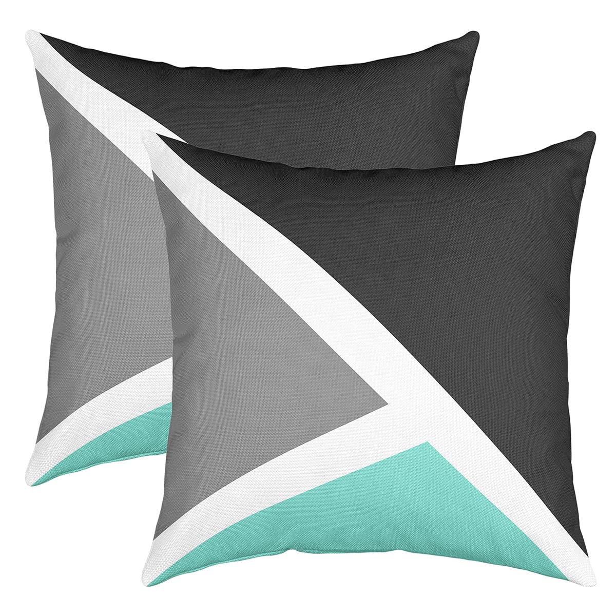 Loussiesd Set of 2 Triangle Throw Pillow Covers Geometric Grey Green Black Cushion Case for Home Living Room Decor Reversible Modern Abstract Art Decorative Throw Cushion Case 16x16 Inch