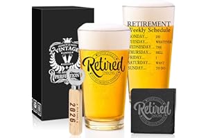 Retirement Gifts for Men 2025 - Retirement Beer Glass with Stone Coasters, Bottle Opener, Funny Beer Glass Unique Gift For Da