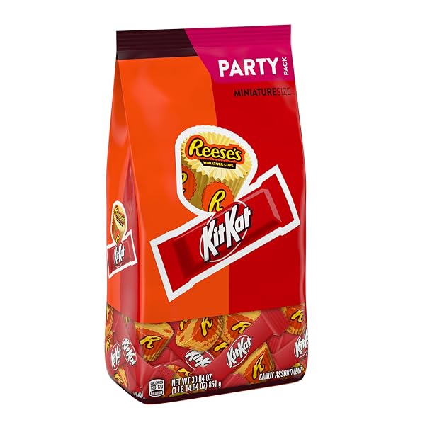 KIT KAT AND REESE’S MINIATURES ASSORTED MILK CHOCOLATE CANDY PARTY PACK, 30.04 OZ
