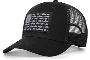 NAICISSISM American Fish Flag Trucker Hats - Fishing Gifts for Men - Outdoor Snapback Fishing Hats Perfect for Camping and Daily Use