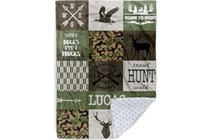 Personalized Baby Blanket for Boys, Custom Baby Blanket with Name, Soft Flannel with Double Layer Dotted Backing, Receiving S